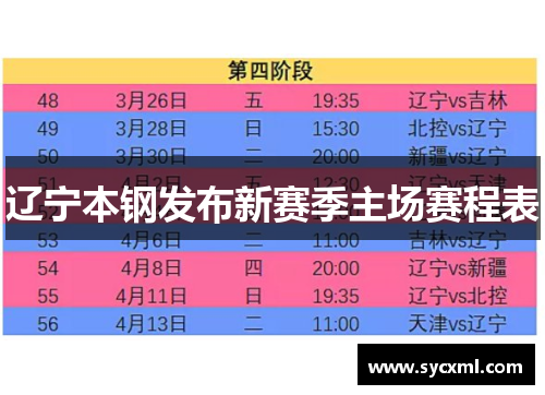 辽宁本钢发布新赛季主场赛程表